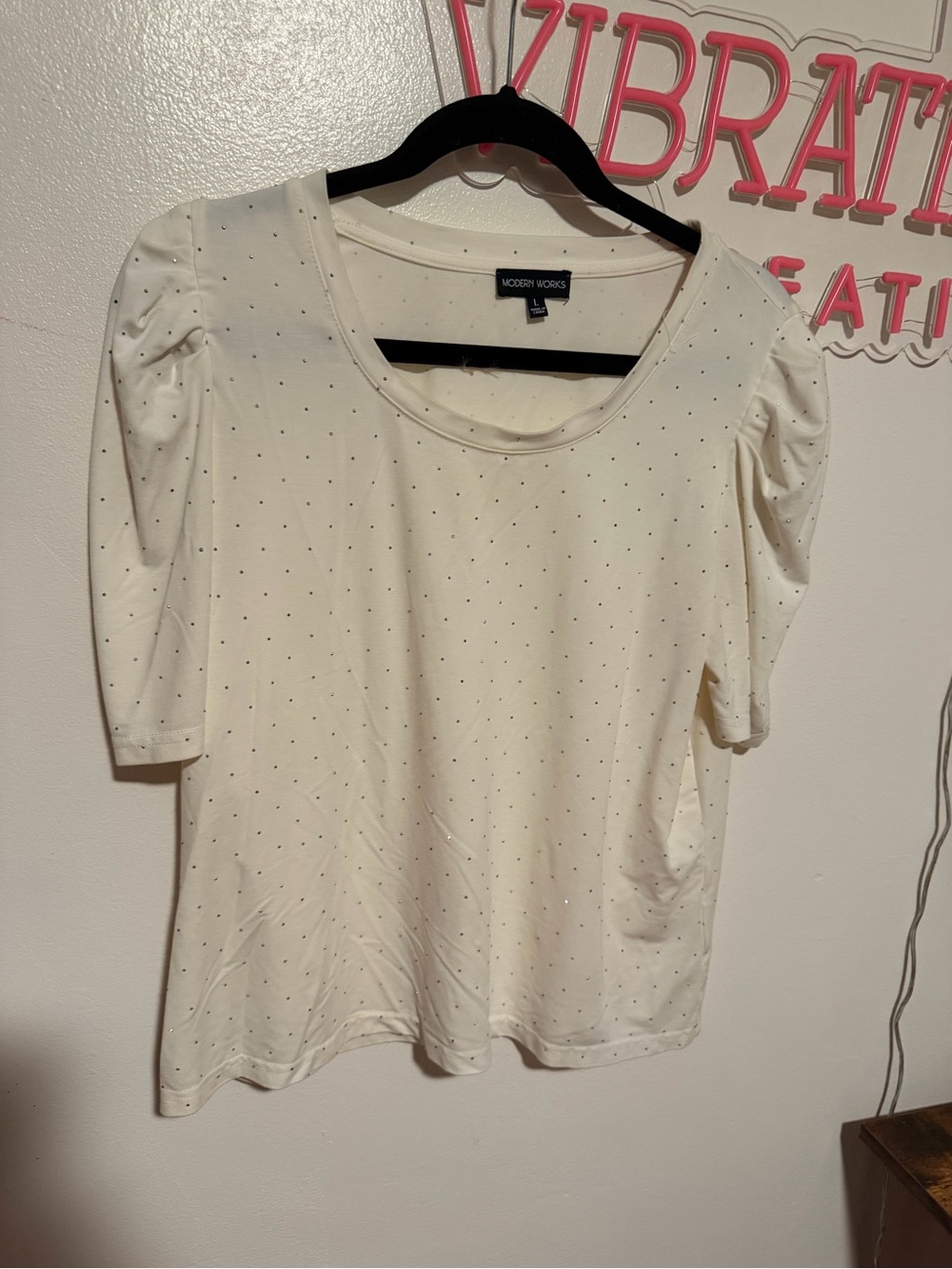 Cream Dot Scoop Neck Top